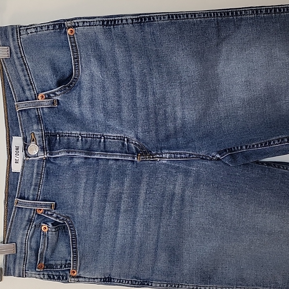 RE/DONE Originals Button Fly High Rise Tapered Leg Strech Tall Jeans Sz 29 - Picture 14 of 16